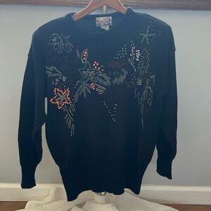 Hollywood & Vine Vintage Black beaded sweater Size small